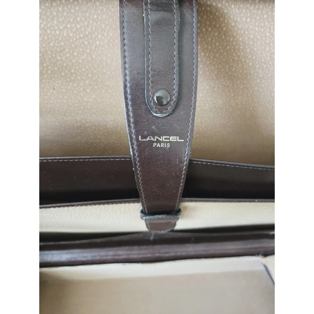 🗼RARE Vintage LANCEL‎ Paris Hard Leather Portfolio Document Briefcase France